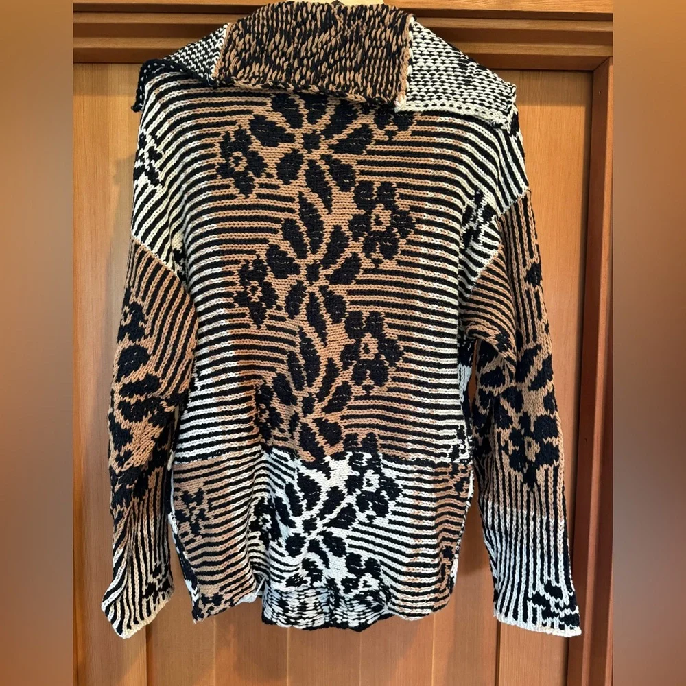 Free People Tate Black and Brown Patterned Cardigan XS - Picture 9 of 9